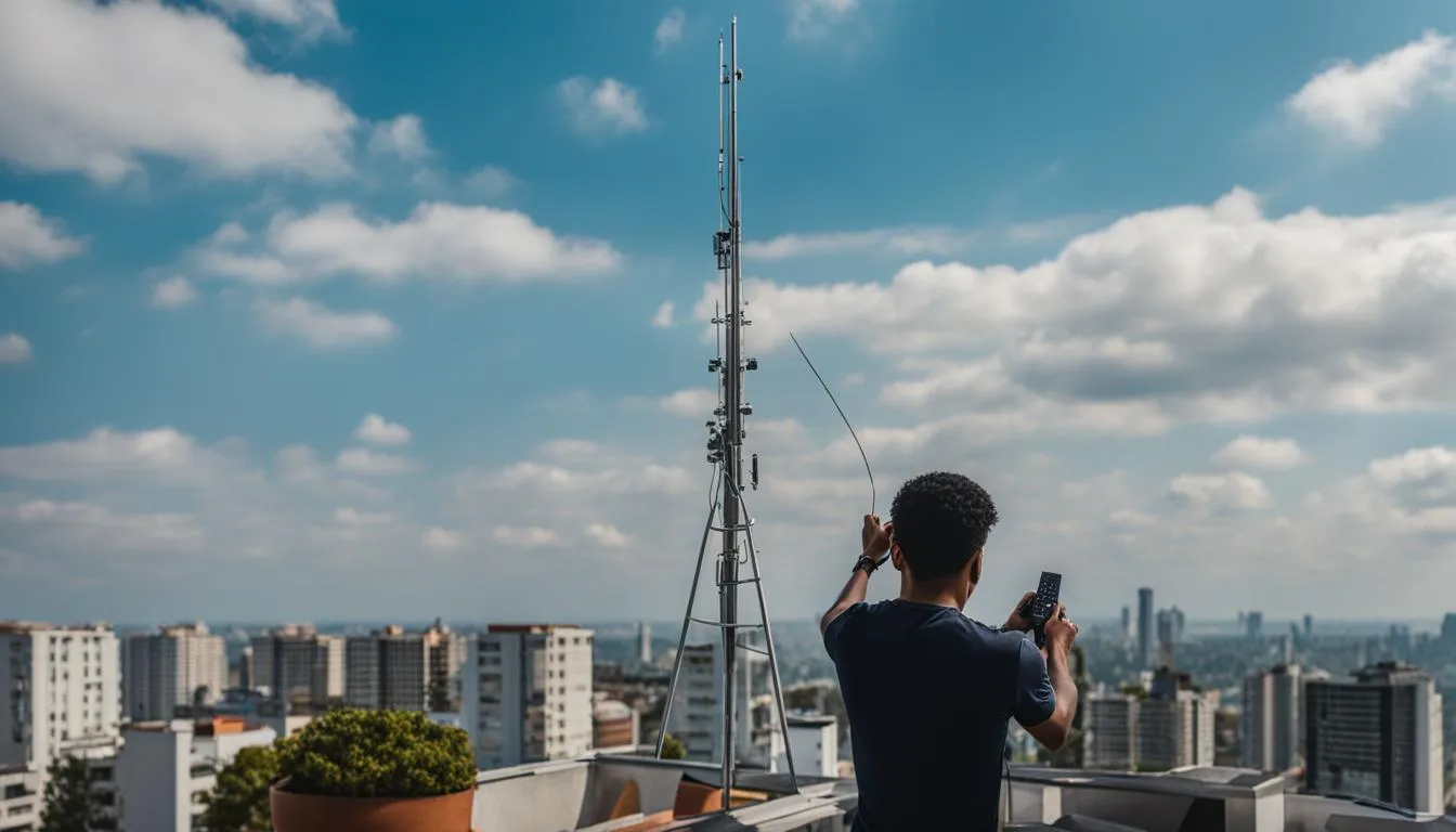 Antena telewizyjna na dachu ustawiona w kierunku nadajnika telewizji naziemnej