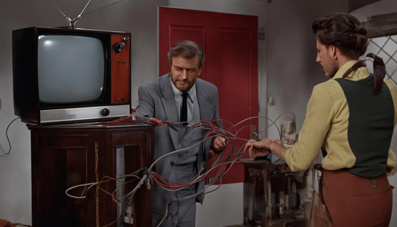 Telewizor podłączony do anteny podczas wyszukiwania kanałów telewizji naziemnej